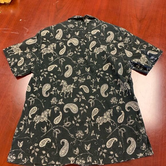 Bit  & Bridle Horse & Paisley S/S Button Down sz L - Picture 4 of 4